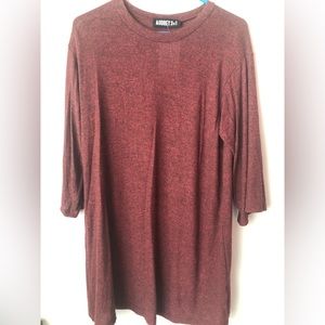 Soft Oversized Audrey 3+1 Relaxed 3/4 Sleeve Round Neckline Maroon dress Small